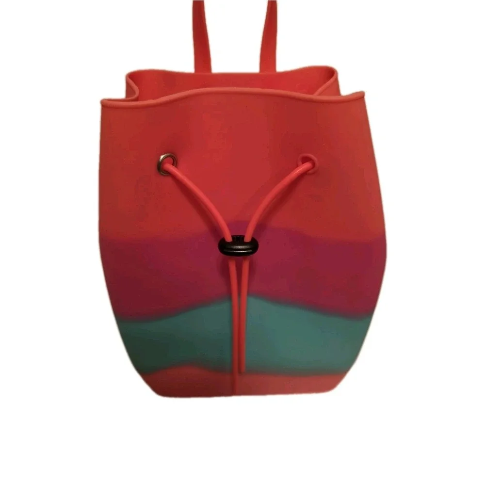 Gummy Backpack by American Jewel, 10x7, 100% Silicone, Aqua/Pink/OR ‎ Adjustable